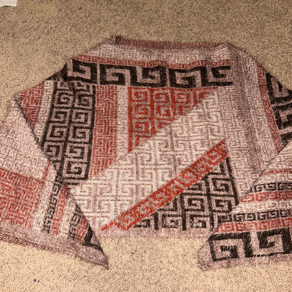 Multicolor Geometric Pattern Wool Nylon Alpaca Sc… - image 3